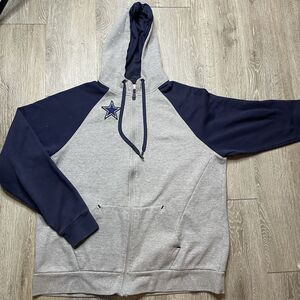 Russell Men's  Premium Fleece Full Zip Hoodie  XL Gray Navy Blue Raglan Cowboys